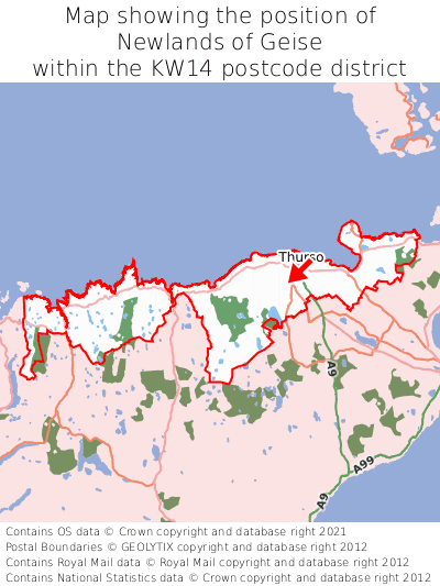 Map showing location of Newlands of Geise within KW14