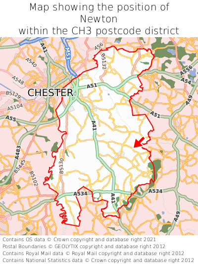 Map showing location of Newton within CH3