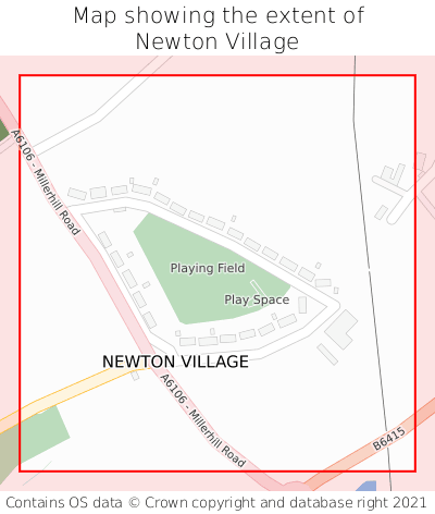 Map showing extent of Newton Village as bounding box