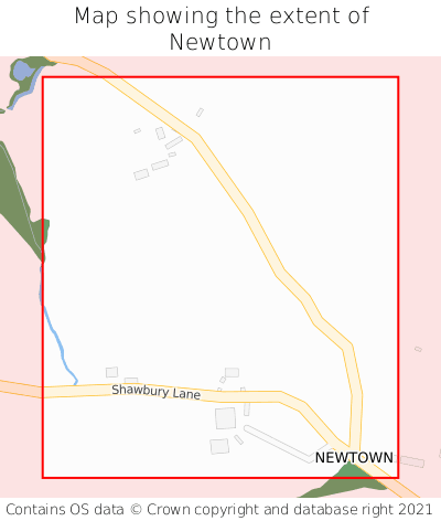 Map showing extent of Newtown as bounding box