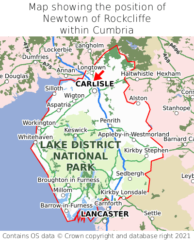 Map showing location of Newtown of Rockcliffe within Cumbria