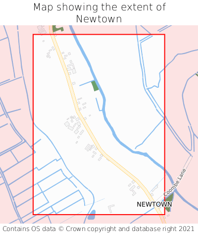 Map showing extent of Newtown as bounding box