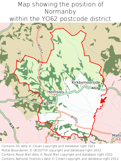 Map showing location of Normanby within YO62