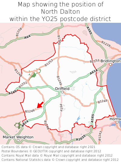 Map showing location of North Dalton within YO25