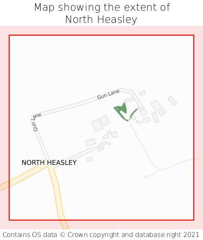 Map showing extent of North Heasley as bounding box