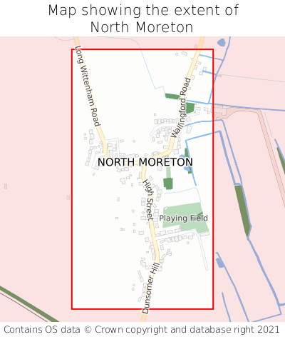 Map showing extent of North Moreton as bounding box