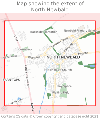 Map showing extent of North Newbald as bounding box