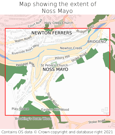 Map showing extent of Noss Mayo as bounding box