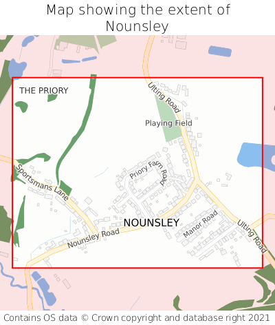 Map showing extent of Nounsley as bounding box