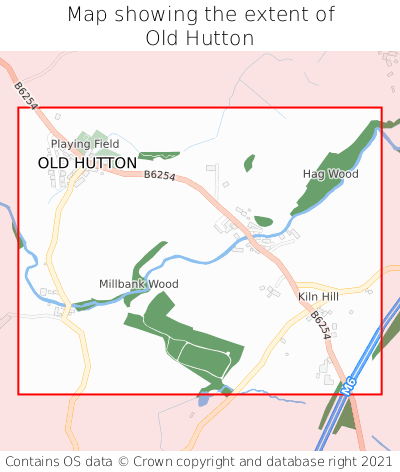 Map showing extent of Old Hutton as bounding box