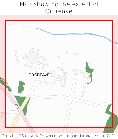 Map showing extent of Orgreave as bounding box