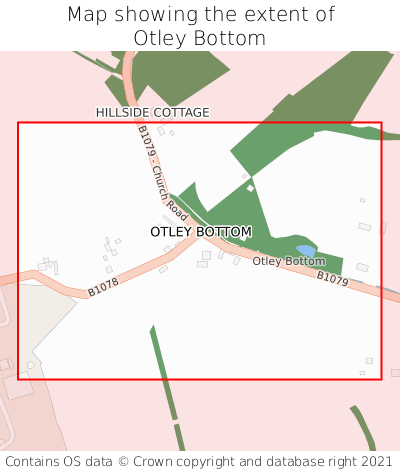 Map showing extent of Otley Bottom as bounding box