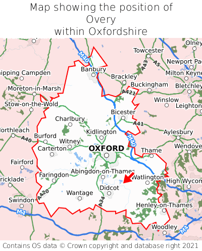 Map showing location of Overy within Oxfordshire