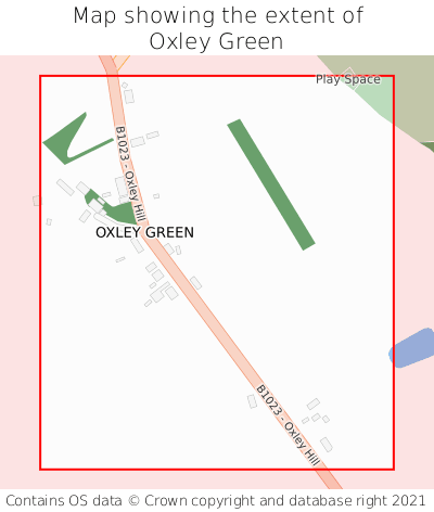 Map showing extent of Oxley Green as bounding box