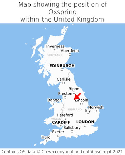 Map showing location of Oxspring within the UK