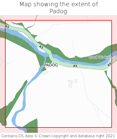 Map showing extent of Padog as bounding box