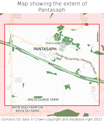 Map showing extent of Pantasaph as bounding box