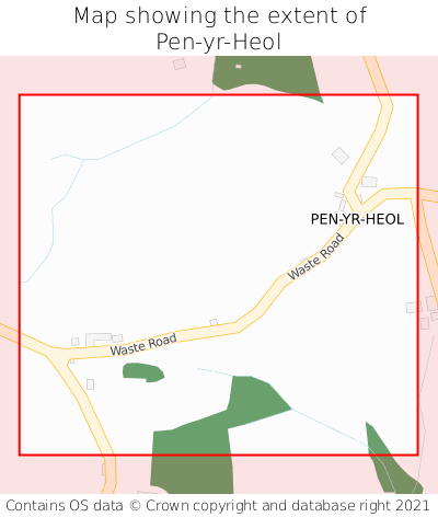 Map showing extent of Pen-yr-Heol as bounding box