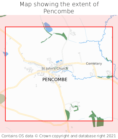 Map showing extent of Pencombe as bounding box