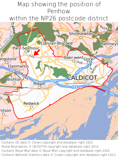 Map showing location of Penhow within NP26