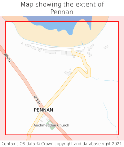 Map showing extent of Pennan as bounding box