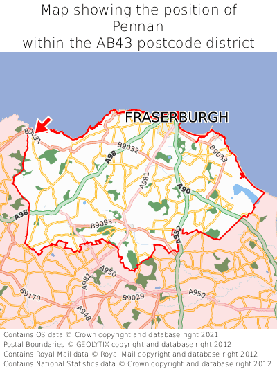 Map showing location of Pennan within AB43