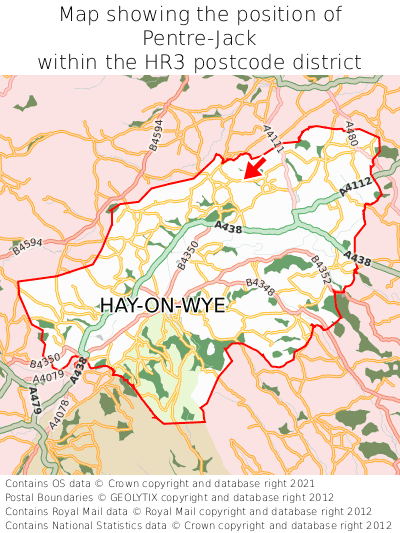Map showing location of Pentre-Jack within HR3