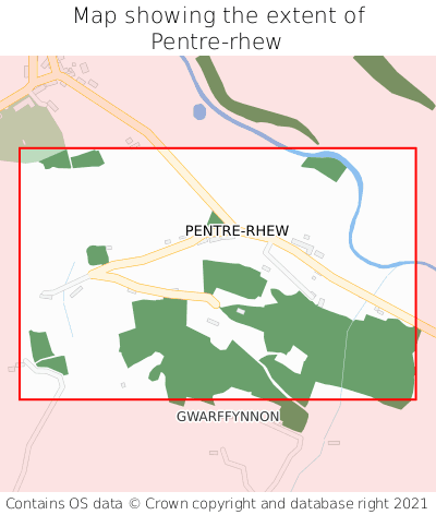 Map showing extent of Pentre-rhew as bounding box