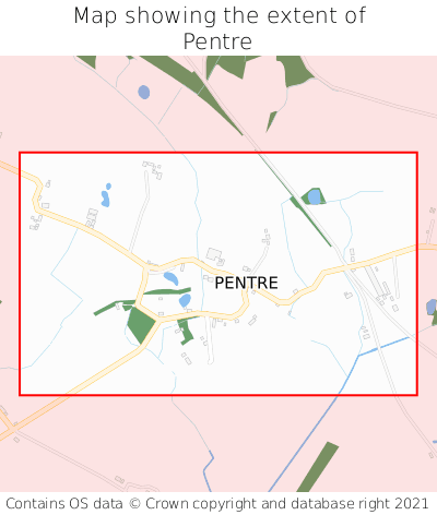 Map showing extent of Pentre as bounding box