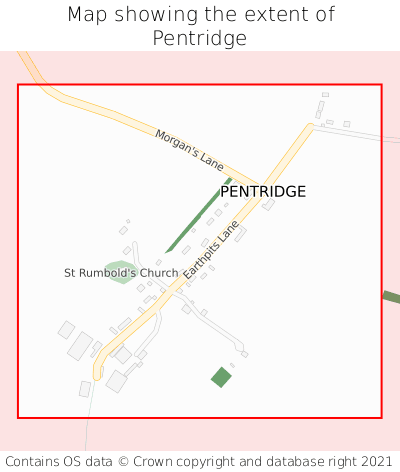 Map showing extent of Pentridge as bounding box