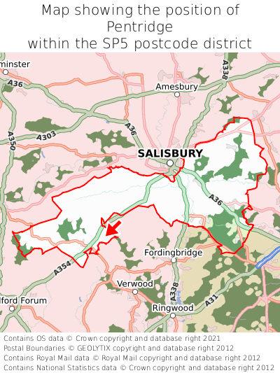 Map showing location of Pentridge within SP5