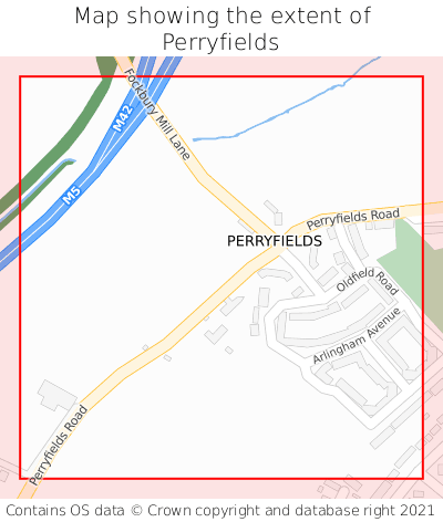 Map showing extent of Perryfields as bounding box