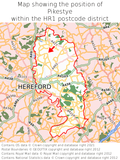 Map showing location of Pikestye within HR1