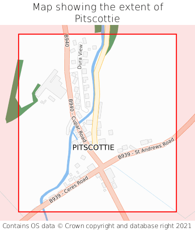 Map showing extent of Pitscottie as bounding box