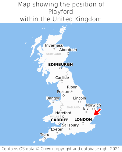 Map showing location of Playford within the UK