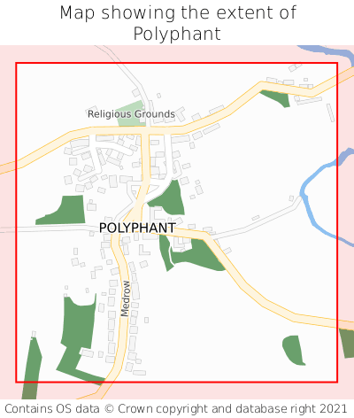 Map showing extent of Polyphant as bounding box