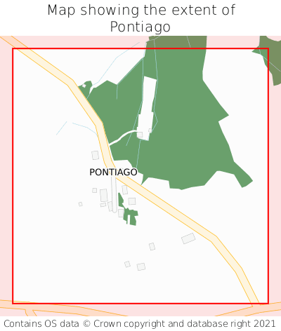 Map showing extent of Pontiago as bounding box