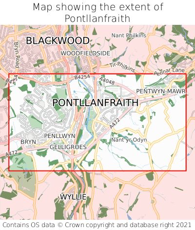 Map showing extent of Pontllanfraith as bounding box
