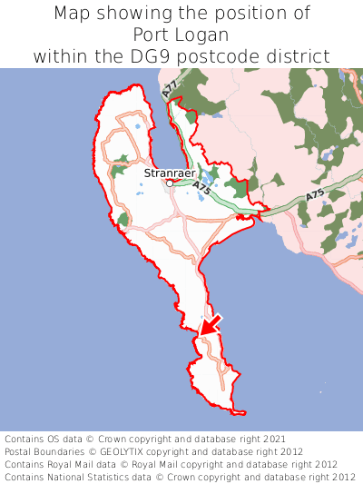 Map showing location of Port Logan within DG9