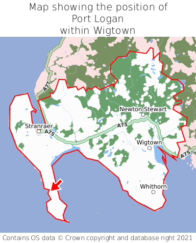 Map showing location of Port Logan within Wigtown