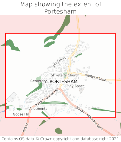 Map showing extent of Portesham as bounding box