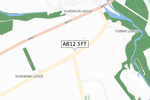 AB12 5FT map - large scale - OS Open Zoomstack (Ordnance Survey)