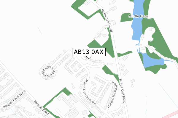 AB13 0AX map - large scale - OS Open Zoomstack (Ordnance Survey)
