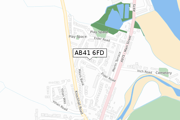 AB41 6FD map - large scale - OS Open Zoomstack (Ordnance Survey)