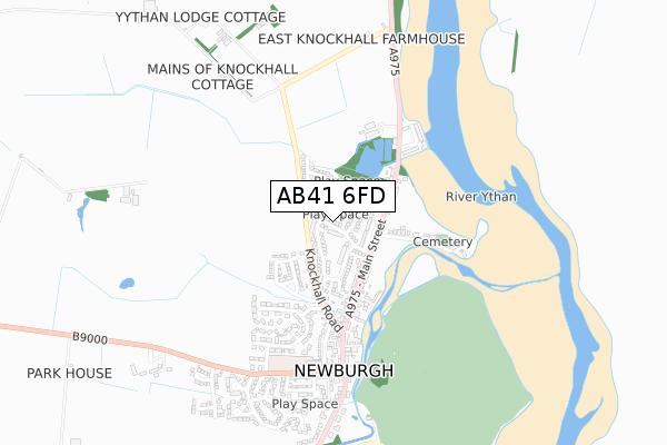 AB41 6FD map - small scale - OS Open Zoomstack (Ordnance Survey)