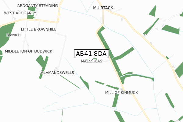 AB41 8DA map - small scale - OS Open Zoomstack (Ordnance Survey)