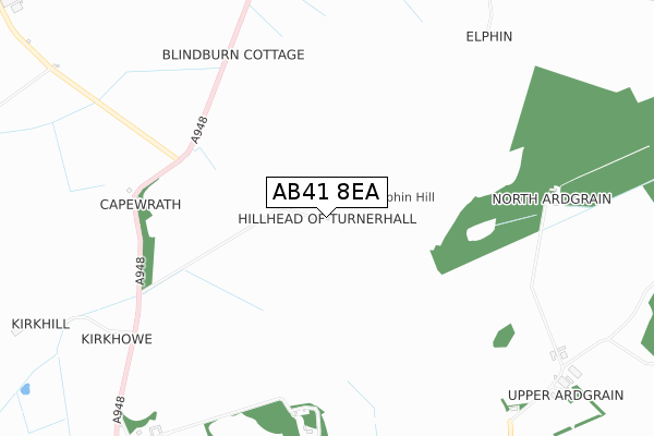 AB41 8EA map - small scale - OS Open Zoomstack (Ordnance Survey)