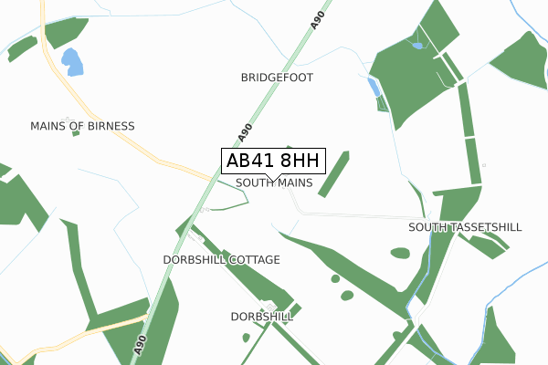 AB41 8HH map - small scale - OS Open Zoomstack (Ordnance Survey)