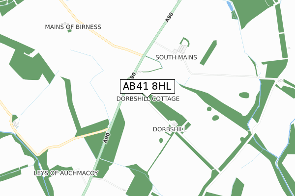 AB41 8HL map - small scale - OS Open Zoomstack (Ordnance Survey)