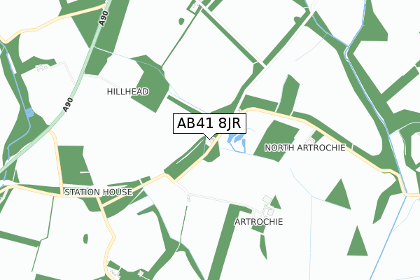 AB41 8JR map - small scale - OS Open Zoomstack (Ordnance Survey)